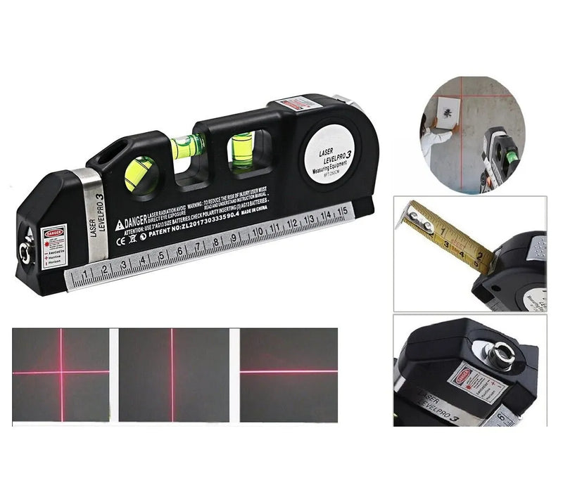 Laser Level Multipurpose Line Laser Leveler Tool Cross Line Lasers With 8FT 2.5M Standard Measure Tape and Metric Rulers